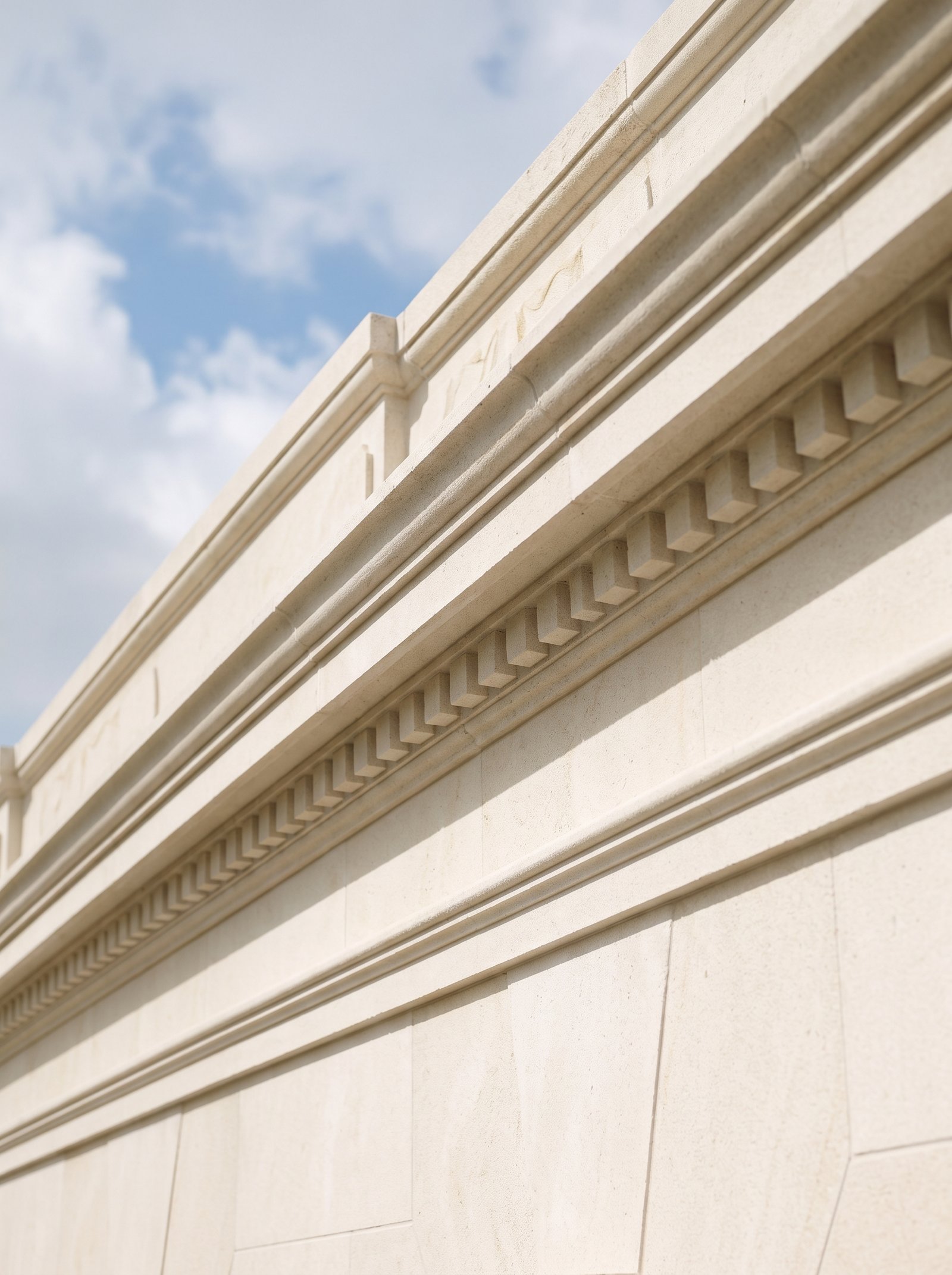 Molding cornice pada bagian atas fasad rumah