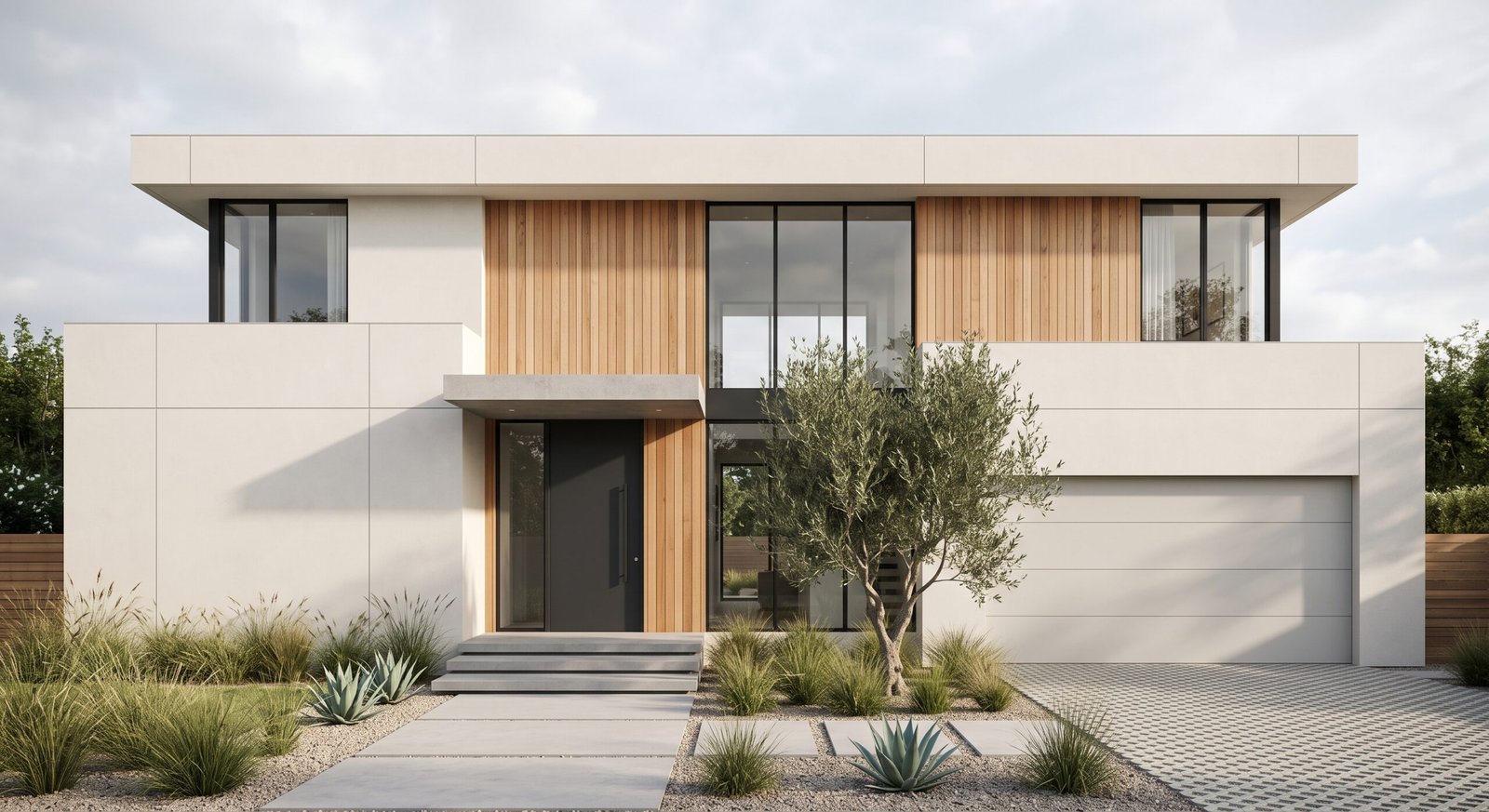 Inspirasi profil rumah modern minimalis dengan fasad garis bersih